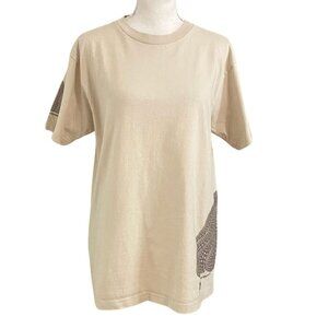 YAYOI KUSAMA MEN'S UNISEX PUMPKIN DOTS APPLIQUE T-SHIRT IN BEIGE - M